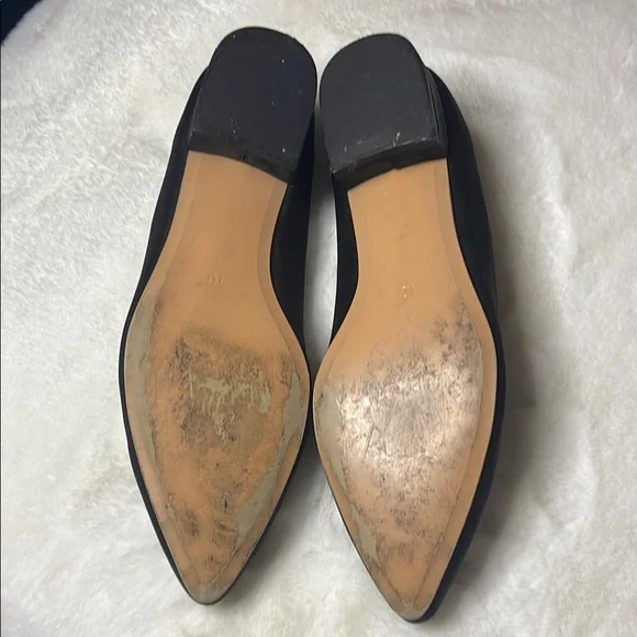 Black Embellished satin Women's Flats - Picture 6 of 9